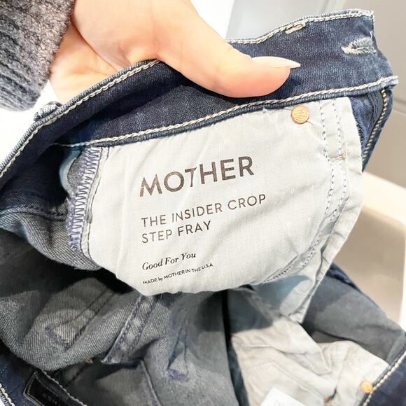Mother The Insider Crop Step Fray High Rise Jeans Good For You Blue 26 - Picture 4 of 13